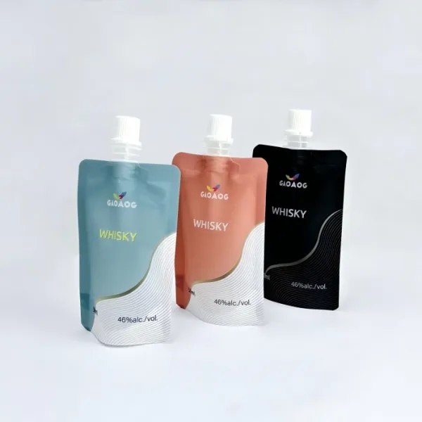 printed 50ml whisky leakproof and reusable spout pouch 
